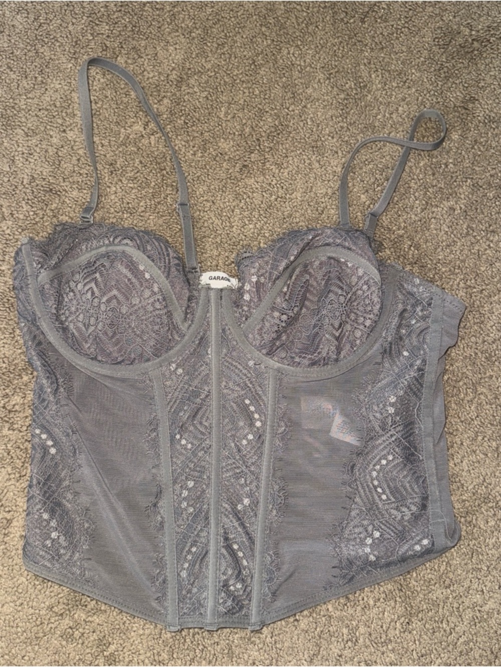 Garage Gray Lace Bustier Top